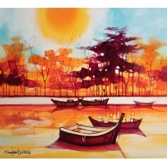 Salman Farooqi, 30 x 36 Inch, Acrylic on Canvas, Cityscape Painting, AC-SF-645